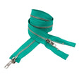 Teal and Silver T5 Open End Metal Zipper with Two Pulls - 36"