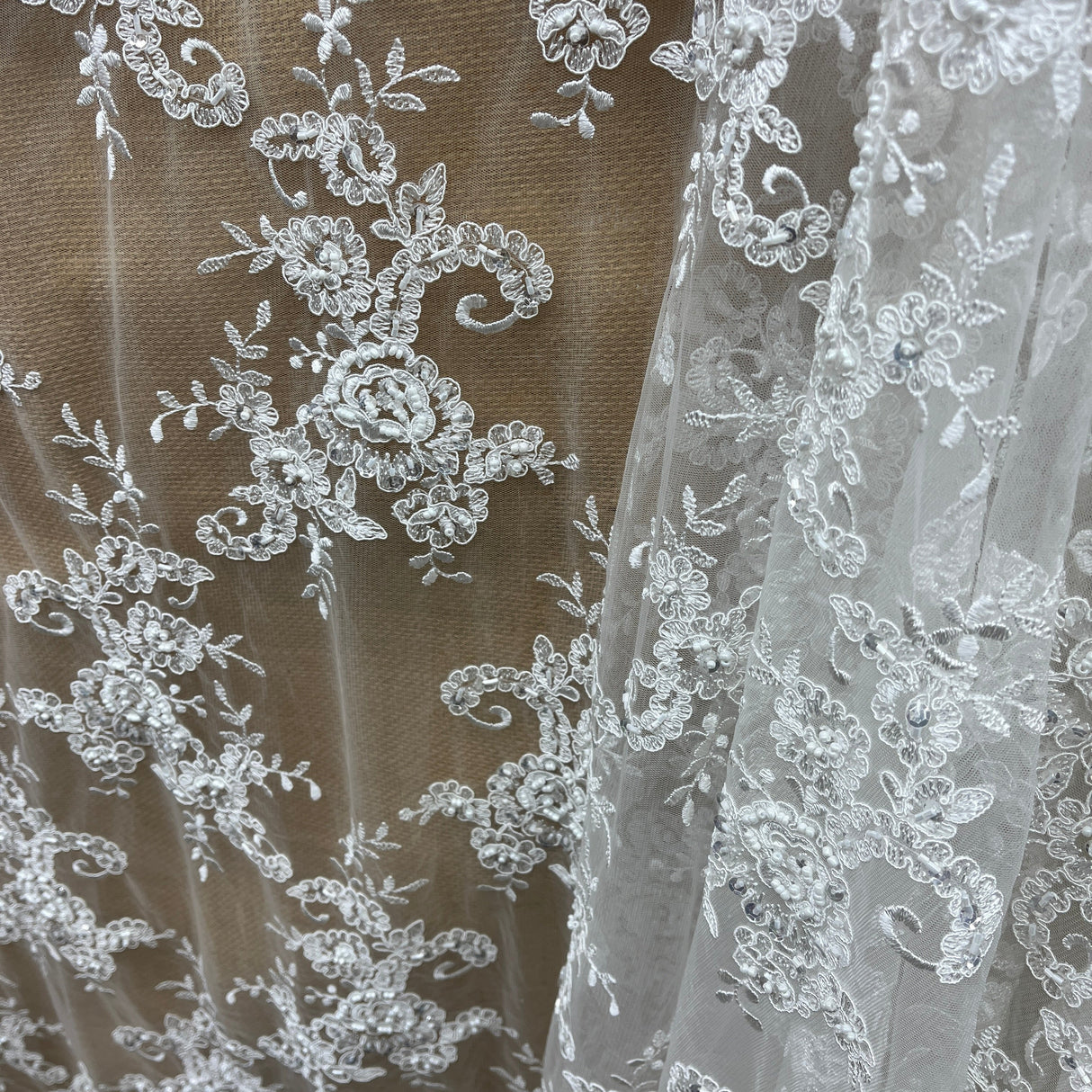 Beaded Corded Bridal Lace