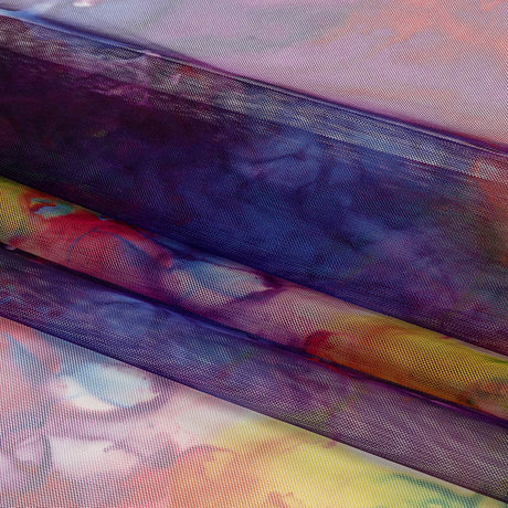 Rainbow Splash Watercolor Printed Tulle