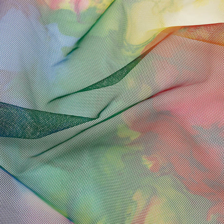 Rainbow Splash Watercolor Printed Tulle