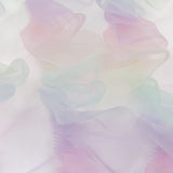 Pastel Rainbow Abstract Watercolor Printed Ruffled Tulle