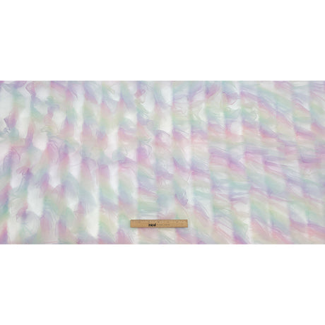 Pastel Rainbow Abstract Watercolor Printed Ruffled Tulle