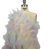 Pastel Rainbow Abstract Watercolor Printed Ruffled Tulle