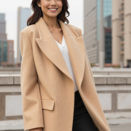 Wool and Cashmere Coating Made in Italy - Beige - Alberini Collection