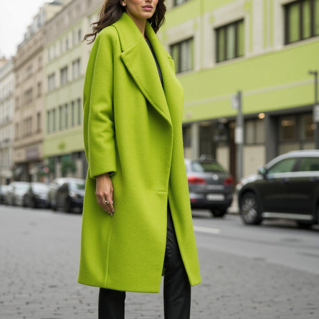 Wool and Cashmere Coating Made in Italy - Lime - Alberini Collection