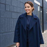 Wool and Cashmere Coating Made in Italy - Navy - Alberini Collection