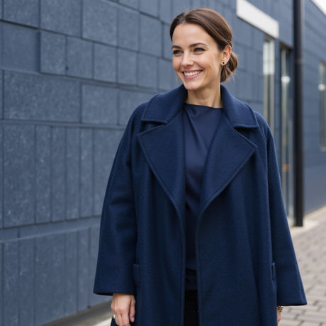 Wool and Cashmere Coating Made in Italy - Navy - Alberini Collection