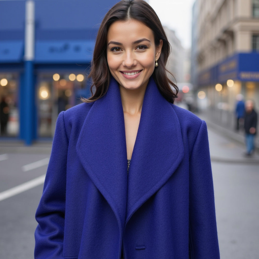 Wool and Cashmere Coating Made in Italy - Blue Violet - Alberini Collection