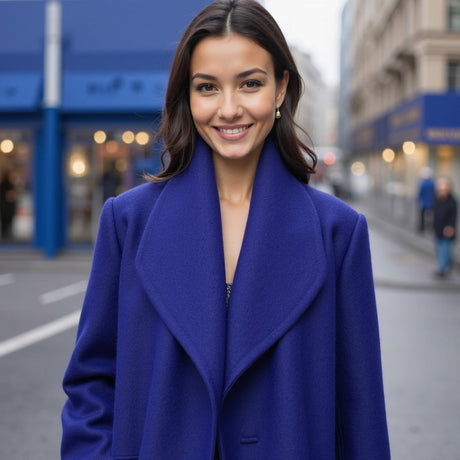 Wool and Cashmere Coating Made in Italy - Blue Violet - Alberini Collection