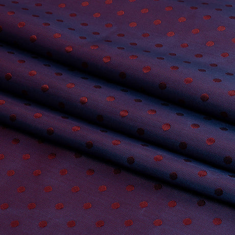Wine and Blue Bi-Color Polkadots Jacquard Lining