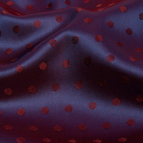 Wine and Blue Bi-Color Polkadots Jacquard Lining