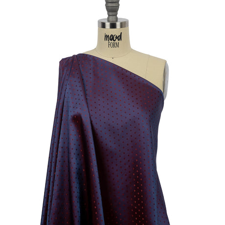 Wine and Blue Bi-Color Polkadots Jacquard Lining