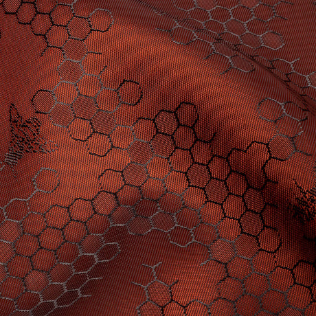 Burnt Orange Tonal Bee Hive Jacquard Lining