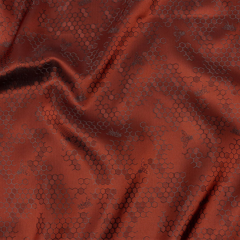 Burnt Orange Tonal Bee Hive Jacquard Lining