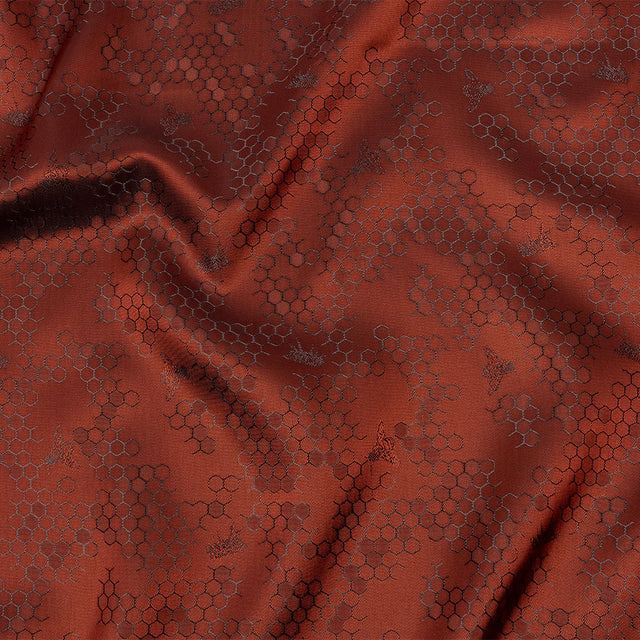 Burnt Orange Tonal Bee Hive Jacquard Lining