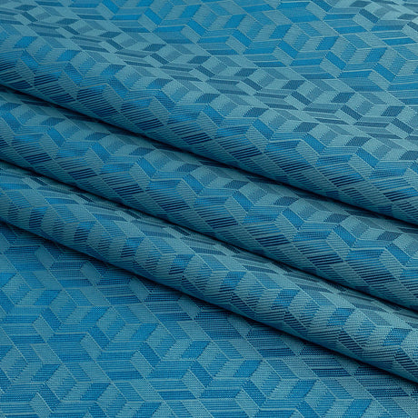 Geometric Jacquard Lining - Country Blue and Aqua Bi-Color