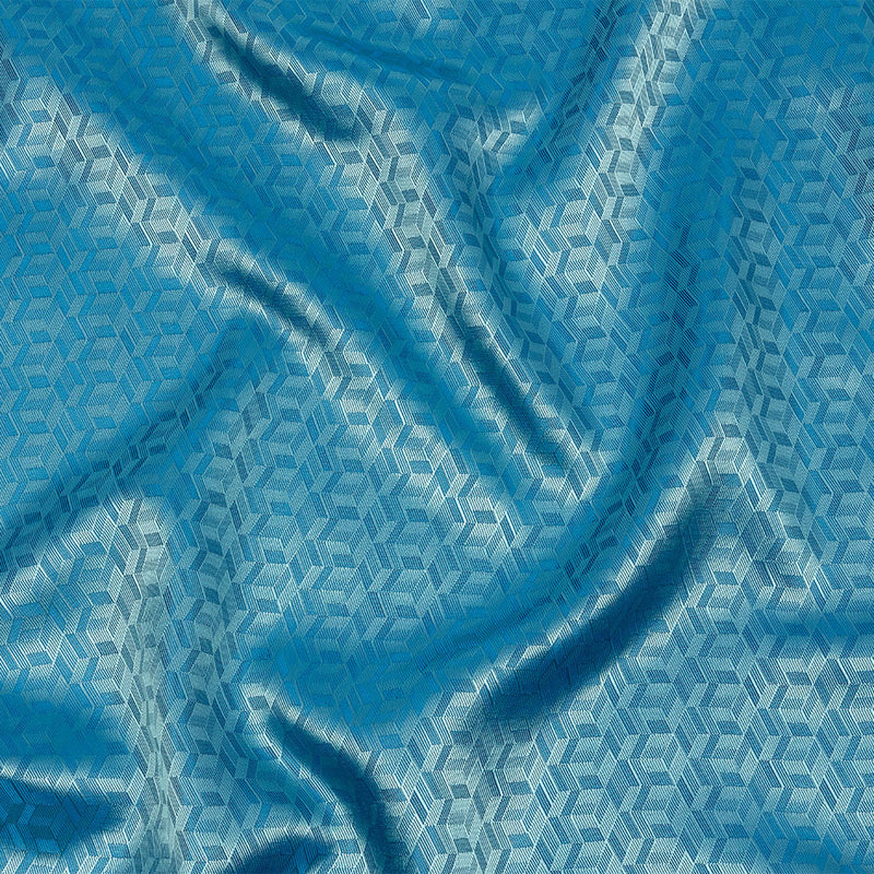 Geometric Jacquard Lining - Country Blue and Aqua Bi-Color