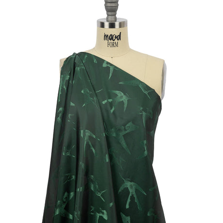 Hummingbirds Jacquard Lining - Hunter Green Tonal