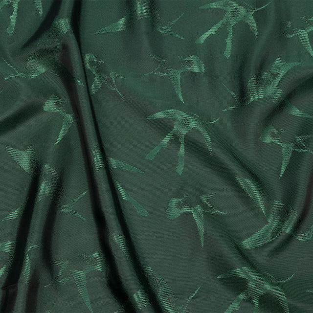 Hummingbirds Jacquard Lining - Hunter Green Tonal