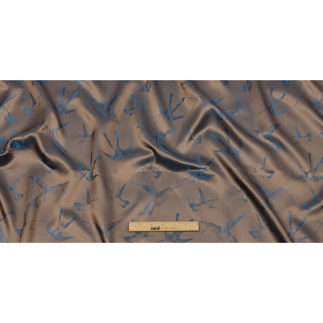 Hummingbirds Jacquard Lining - Blue and Beige Bi-Color