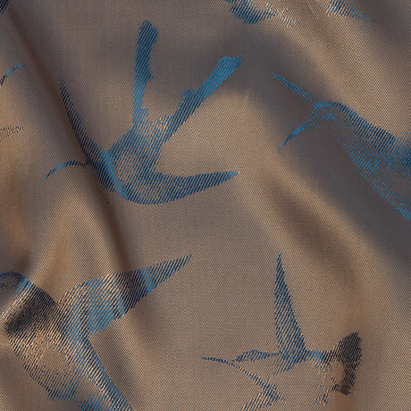 Hummingbirds Jacquard Lining - Blue and Beige Bi-Color