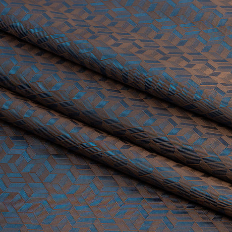 Geometric Jacquard Lining - Blue and Beige Bi-Color