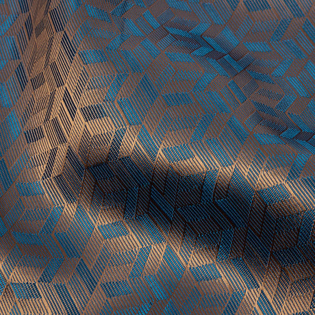 Geometric Jacquard Lining - Blue and Beige Bi-Color