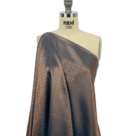 Geometric Jacquard Lining - Blue and Beige Bi-Color