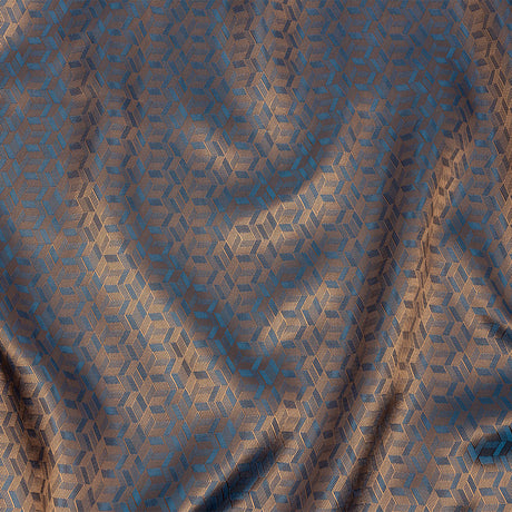 Geometric Jacquard Lining - Blue and Beige Bi-Color
