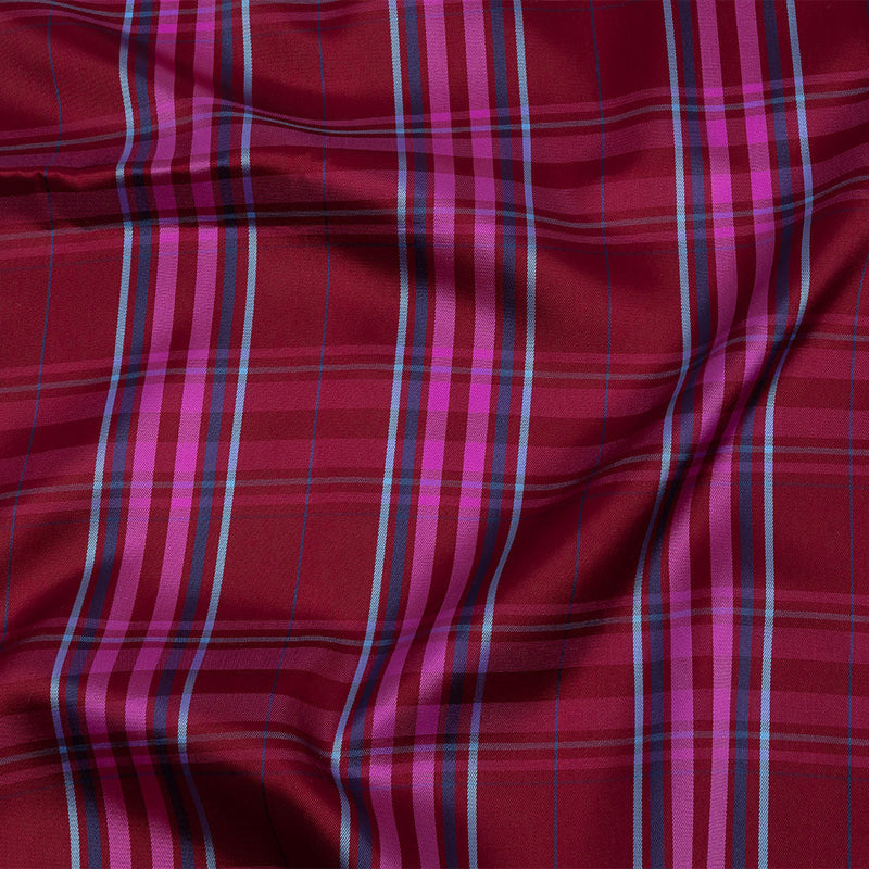 Fuchsia, Blue and Aqua Plaid Twill Lining