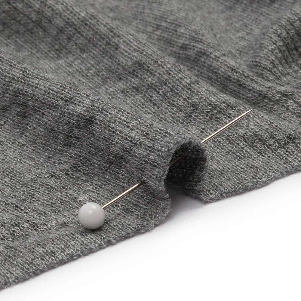 Heathered Gray Stretch Rayon 2x2 Rib Knit