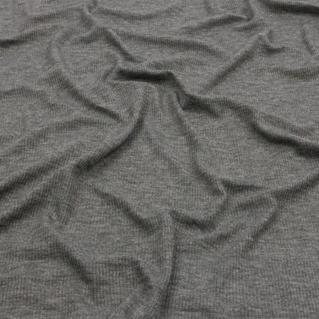 Heathered Gray Stretch Rayon 2x2 Rib Knit