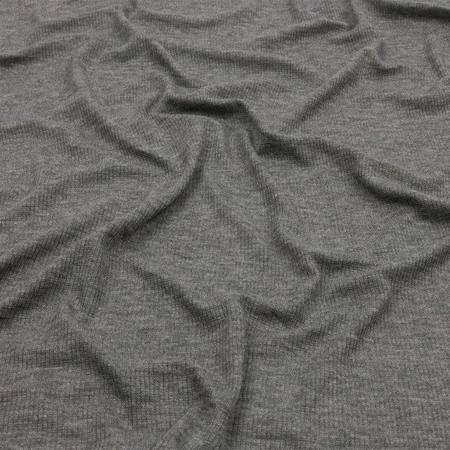 Heathered Gray Stretch Rayon 2x2 Rib Knit