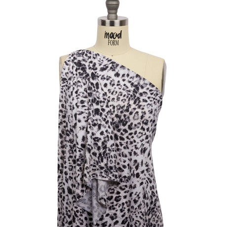 Ivory and Charcoal Wild Spots Stretch Rayon Jersey