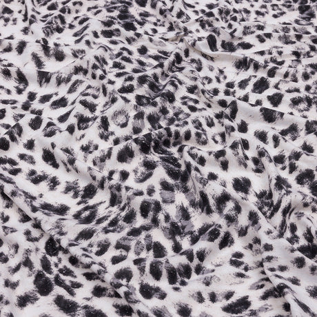 Ivory and Charcoal Wild Spots Stretch Rayon Jersey