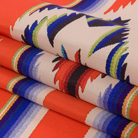 Orange, Yellow and Blue Southwestern Weaving Printed Polyester Woven Panel