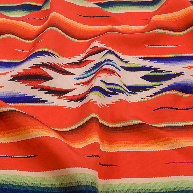 Orange, Yellow and Blue Southwestern Weaving Printed Polyester Woven Panel