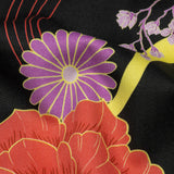 Stretch Cotton Sateen - Black, Red and Purple Floral - Japanese Daydreams Print - Mood Exclusive Groove Collection