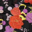 Stretch Cotton Sateen - Black, Red and Purple Floral - Japanese Daydreams Print - Mood Exclusive Groove Collection