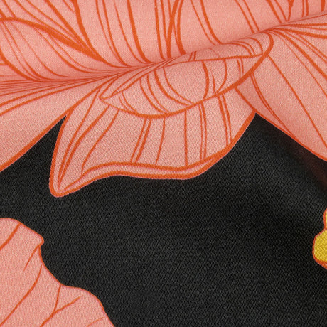 Stretch Cotton Sateen - Black, Pink and Yellow Floral - Valley of Lilies Print - Mood Exclusive Groove Collection