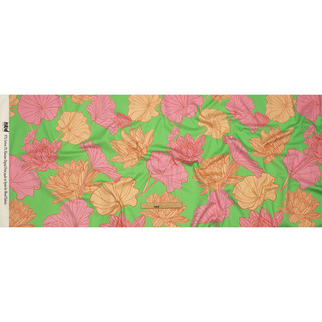 Stretch Cotton Sateen - Lime, Pink and Orange Floral - Valley of Lilies Print - Mood Exclusive Groove Collection