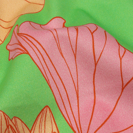 Stretch Cotton Sateen - Lime, Pink and Orange Floral - Valley of Lilies Print - Mood Exclusive Groove Collection