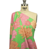 Stretch Cotton Sateen - Lime, Pink and Orange Floral - Valley of Lilies Print - Mood Exclusive Groove Collection
