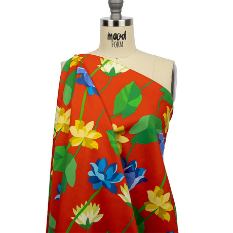 Mood Exclusive Red Highrise Blooms Stretch Cotton Sateen
