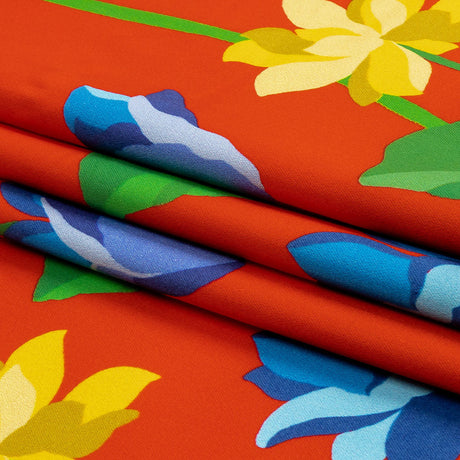 Mood Exclusive Red Highrise Blooms Stretch Cotton Sateen