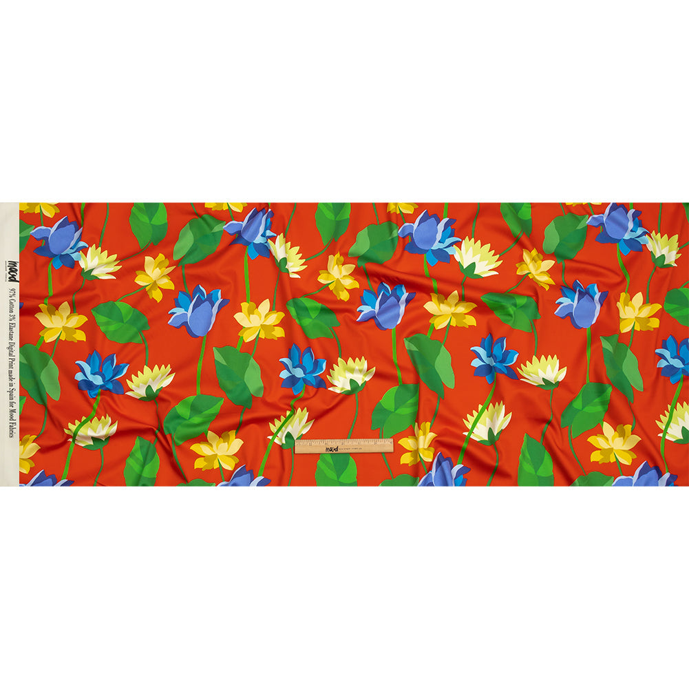 Mood Exclusive Red Highrise Blooms Stretch Cotton Sateen