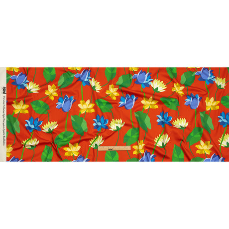 Mood Exclusive Red Highrise Blooms Stretch Cotton Sateen