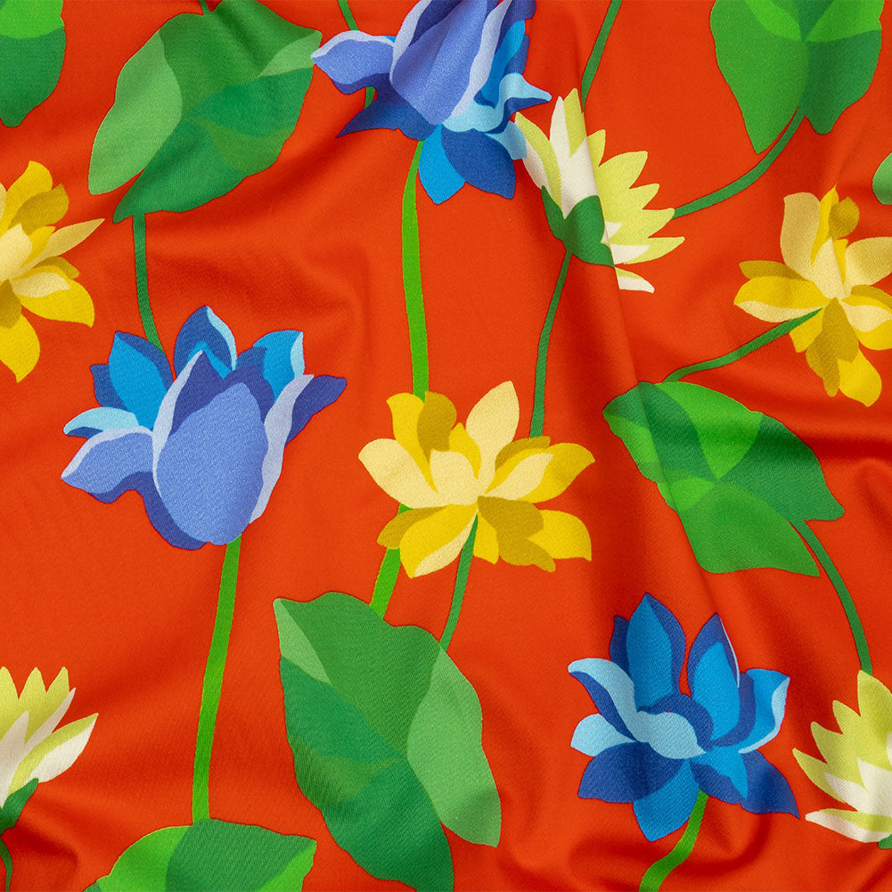 Mood Exclusive Red Highrise Blooms Stretch Cotton Sateen