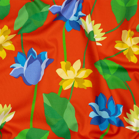 Mood Exclusive Red Highrise Blooms Stretch Cotton Sateen