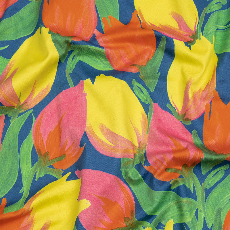 Mood Exclusive Blue Keukenhof Stretch Cotton Sateen